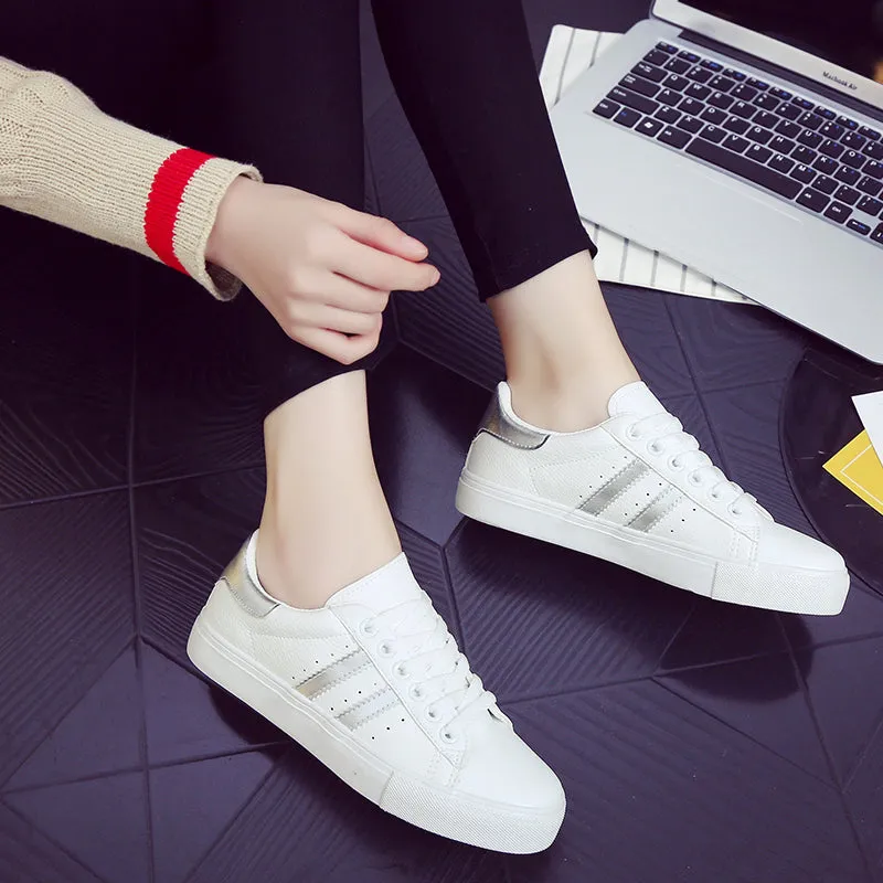 casual lace-up white shoes sneakers