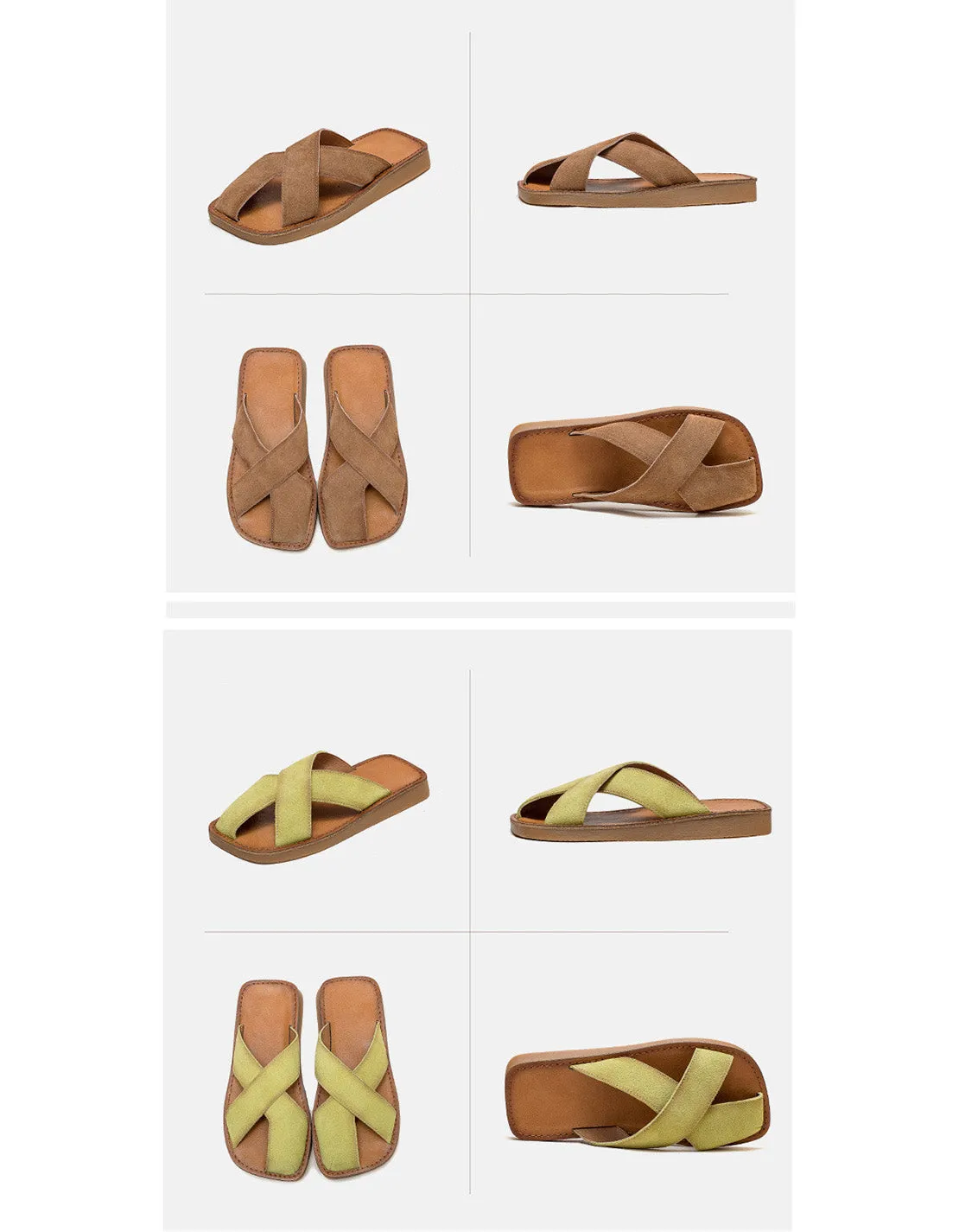 Comfortable Square Toe Suede Summer Slippers