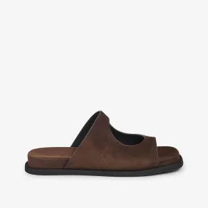 Dark brown women's suede slider sandal