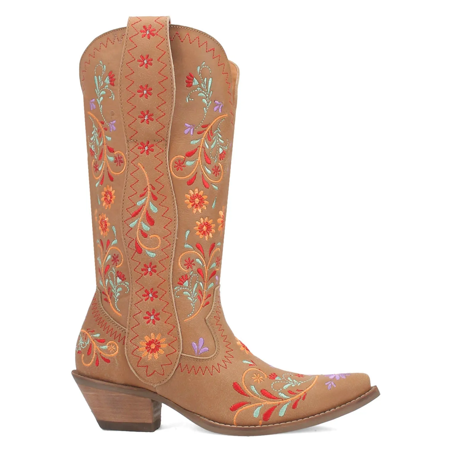 Dingo Womens Beetle Juice Camel Leather Cowboy Boots