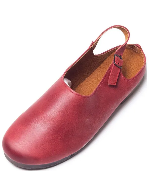 Handmade Retro Leather Comfortable Close Toe Flats