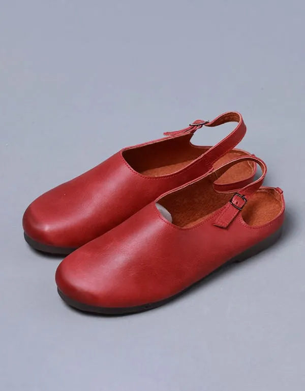 Handmade Retro Leather Comfortable Close Toe Flats