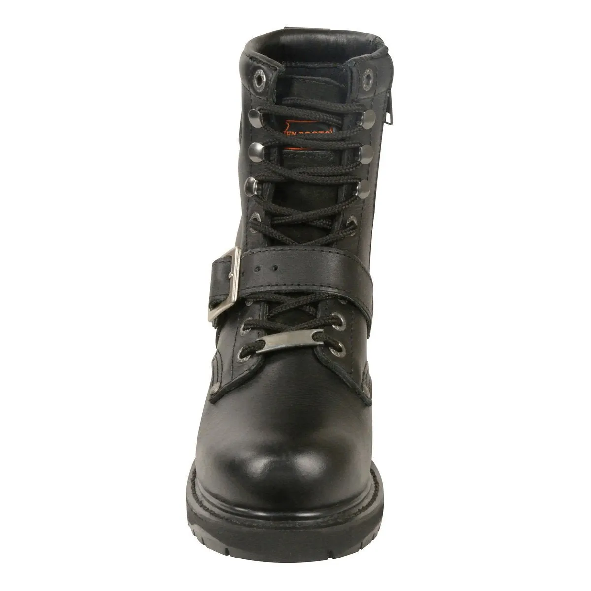 Milwaukee Leather MBL201 Women's Black Leather Lace-Up Motorcycle Rider Boots w/ Buckles