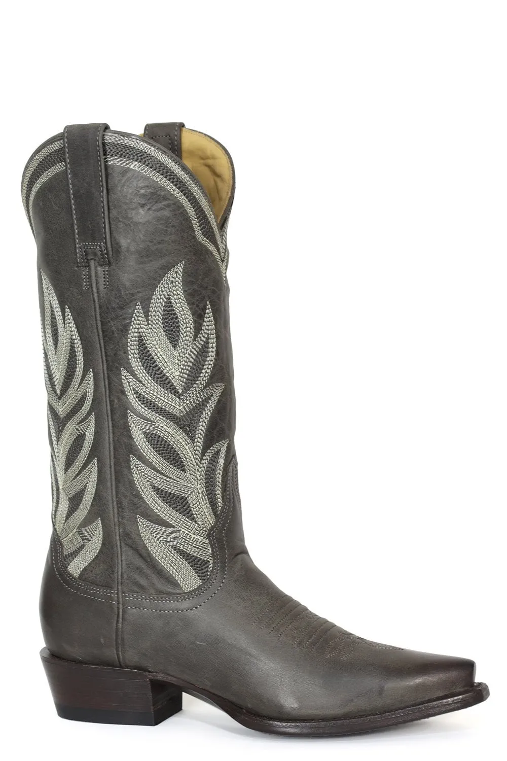 Stetson Womens Calista Grey Leather Cowboy Boots