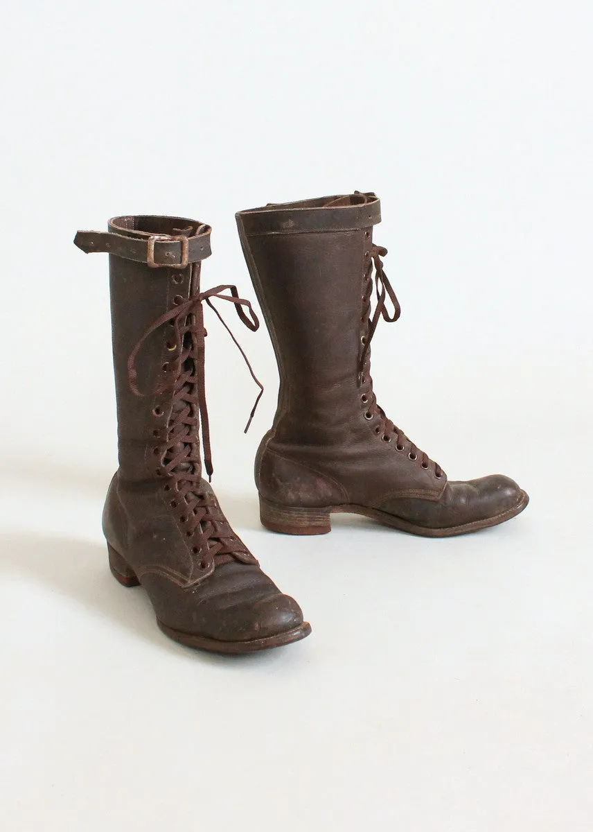 Vintage 1930s Chippewa Tall Lace Up Work Boots